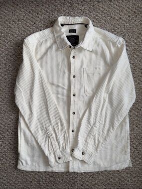 Buffalo David Bitton Cream Corduroy Button Front Shirt Jacket Men Medium Shacket